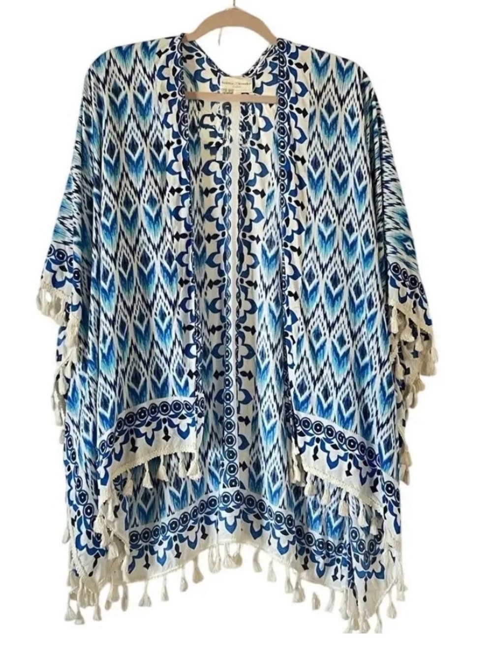 BOBBIE BROOKS One Size Kimono Womens Shrug Tassels Swim Beach Coverup